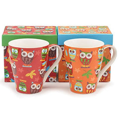 12 oz. Whimsical Calico Owl Bone China Cup Sets - Pack  of 3 Sets