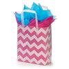 White Chevron Tote Bags - 10 Pack
