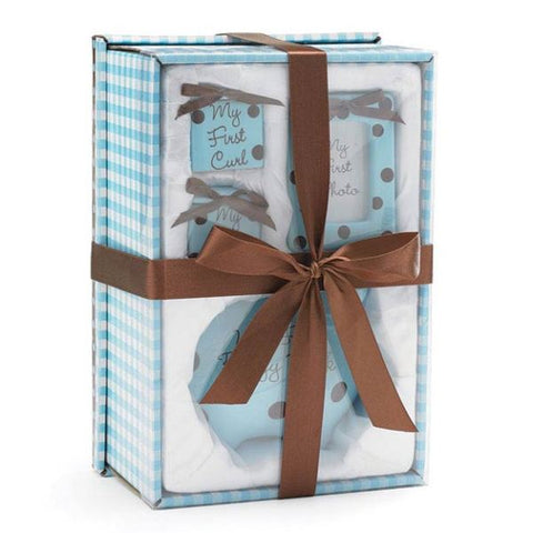 Picture of Baby Boy Blue/Brown Dots Gift Set