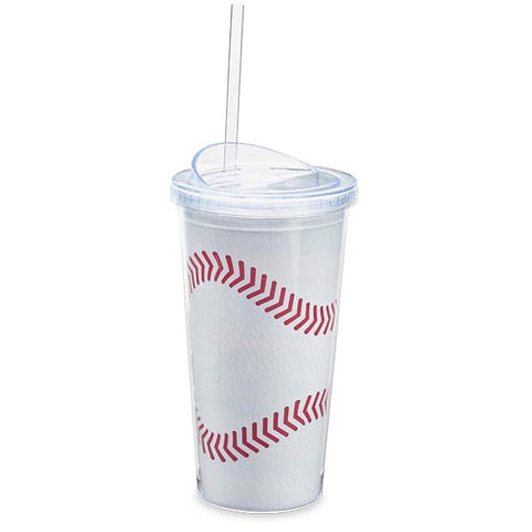 Picture of Baseball Design Acrylic Travel Cup with Straw - 6 Pack