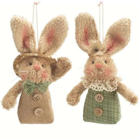 Picture of Beige Spring Bunny Rabbit Plush Ornaments - 2 pc Set