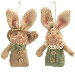 Beige Spring Bunny Rabbit Plush Ornaments - 2 pc Set