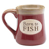 "Born to Fish" Burgundy 18 oz. Coffee Mug with Fisherman's Serenity Prayer - 4 Pack