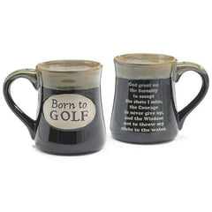 "Born to Golf" 18 oz. Coffee Mug with Golfer's Serenity Prayer - 4 Pack