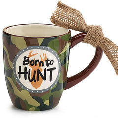"Born to Hunt" 16 oz. Camouflage Hunter Ceramic Coffee Mugs - 4 Pack
