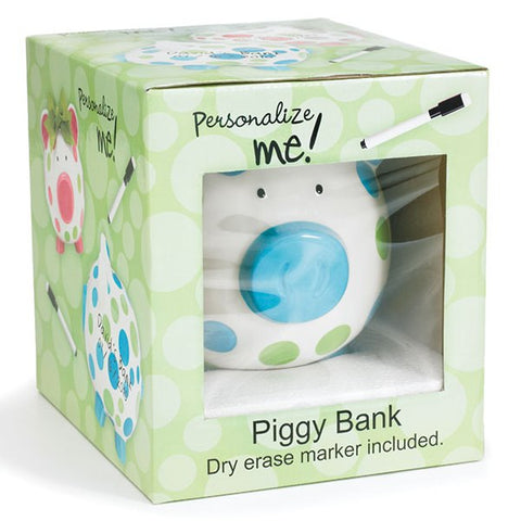 Picture of Boys Blue & Green Ceramic Polka Dot Piggy Banks - 2 Pack