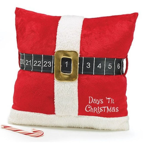Picture of Days Til Christmas Countdown Throw Pillow with Santa Clause Belt