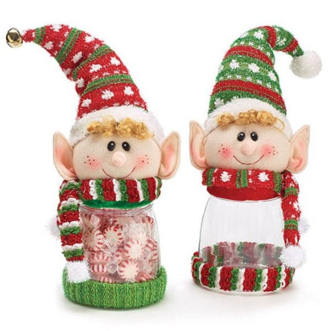 Picture of Elf Candy Jars with Bell on Hat - Set of 2