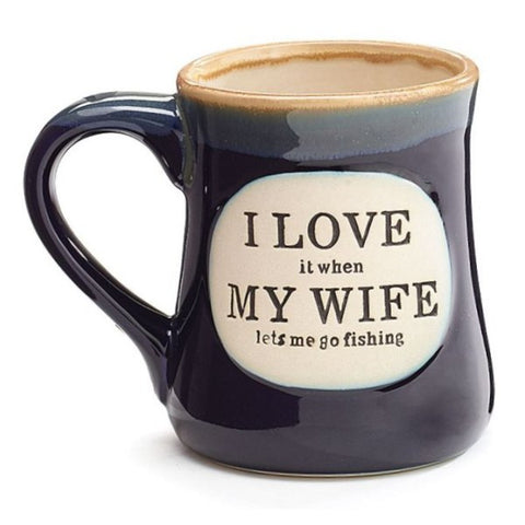 Picture of "I Love My Wife" Dark Blue 18 oz. Fishing Coffee Mugs - 4 Pack