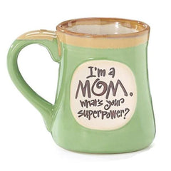 "I'm a Mom, What's Your SuperPower?" Lime Green 18 oz. Coffee Mug