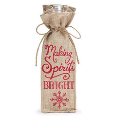 Making Spirits Bright Wine Bottle Gift Bags - 6 Pack
