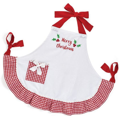 Picture of Merry Christmas Gingham Ruffle Apron