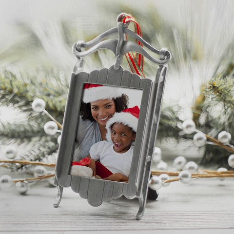 Picture of Pewter Sled Photo Ornament Frame