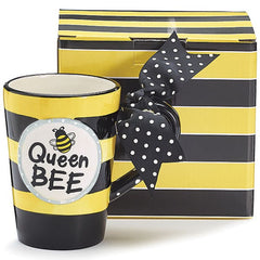 Whimsical "Queen Bee" 13 oz. Ceramic Coffee Mugs - 4 Pack