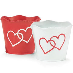 Scalloped Valentine Double Heart Tin Pot Covers - 6 Pack