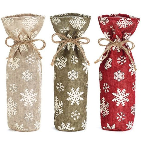 Picture of Snowflake Wine Bottle Gift Bags - 3 pc Set