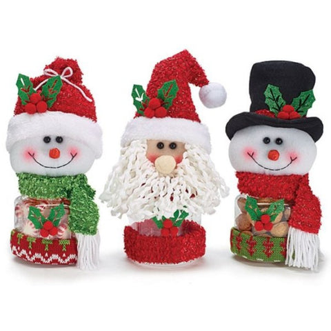 Picture of Snowmen and Santa Acrylic Candy Jars - 3 Assorted