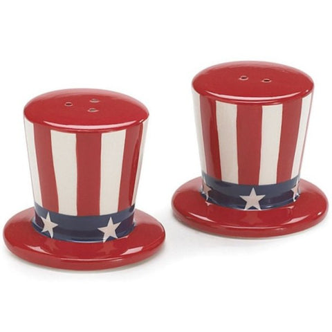 Picture of Uncle Sam USA Flag Patriotic Hat Salt and Pepper Shaker Set
