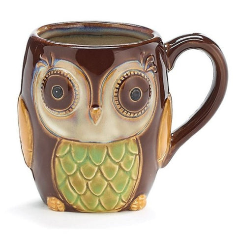 Picture of 12 oz. Porcelain Chocolate Brown Owl Mug/Cup - 6 Pack