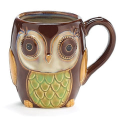 12 oz. Porcelain Chocolate Brown Owl Mug/Cup - 6 Pack
