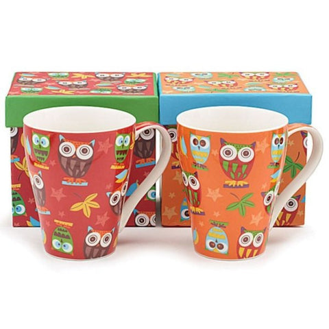 Picture of 12 oz. Whimsical Calico Owl Bone China Cup Sets - Pack  of 3 Sets