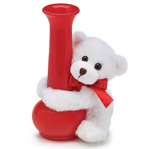 Picture of 5" White Bear Vase Hugger Plush