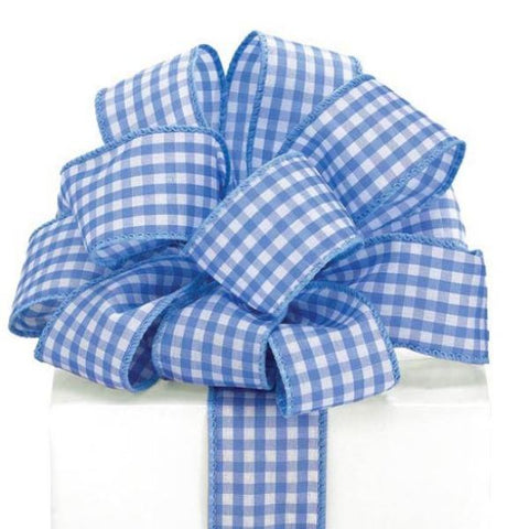 Picture of #9 Blue Gingham Wired Ribbon