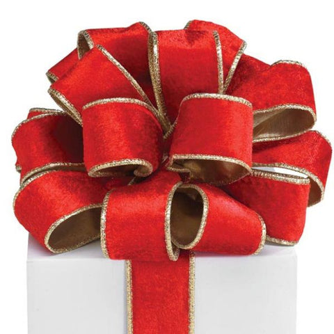 Picture of #9 Red Velvet Gold Edge Wired Ribbon