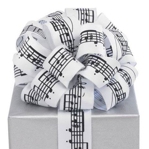Picture of #9 Sheet Music White/Black Wired Ribbon