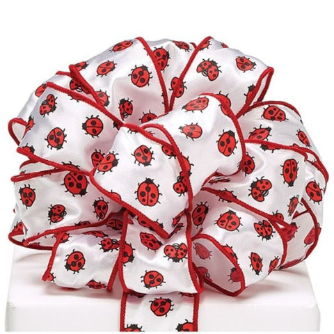 Picture of #9 Ladybug Wired Satin Ribbon
