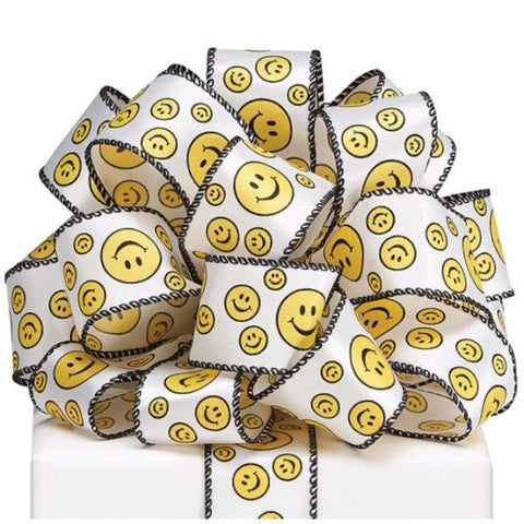 Picture of #9 Smiley Face Wired Satin Ribbon