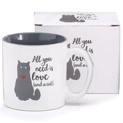 All You Need Is Love/Cat Ceramic Mugs - 6 Pack