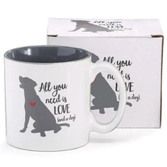All You Need Is Love/Dog Ceramic Mugs - 6 Pack