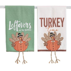 Assorted Turkey Tea Towels with Dangle Legs - 2 Pack