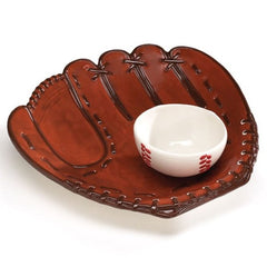 Baseball Glove and Ball Sports Serving Chip and Dip Set