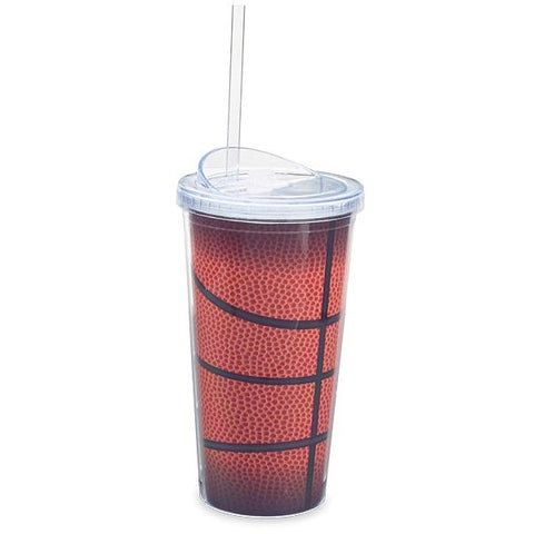 Picture of Basketball Design Acrylic Travel Cup with Straw - 6 Pack