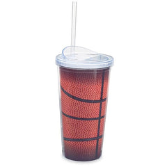 Basketball Design Acrylic Travel Cup with Straw - 6 Pack