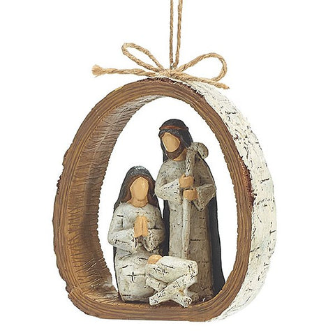 Picture of Birch Bark Ring Holy Family Ornament - Pack of Dozen