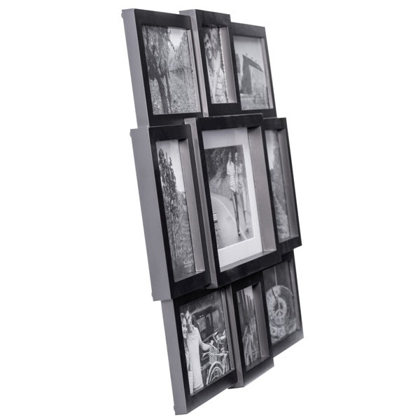 Malden Puzzle 9 Opening Collage Hanging Picture Frame, Black