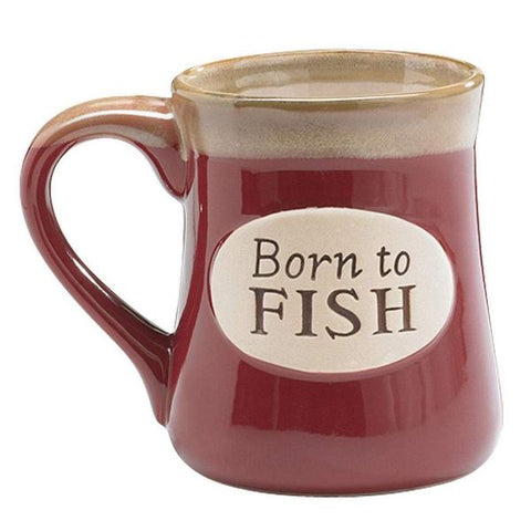 Picture of "Born to Fish" Burgundy 18 oz. Coffee Mug with Fisherman's Serenity Prayer