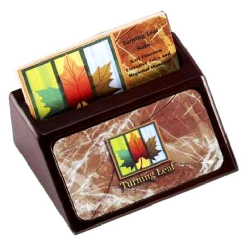 Picture of Wooden Business Card Holder with Aluminum Name Plate