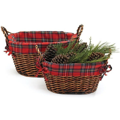 Picture of Christmas Willow Baskets with Plaid Lining