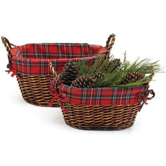 Christmas Willow Baskets with Plaid Lining