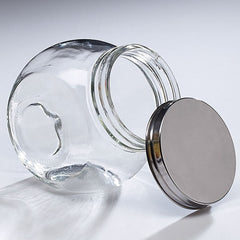 Clear Glass Jar with Silver Metal Lid - 9 Pack