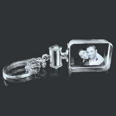 Crystal Brick Horizontal Photo Key Chain