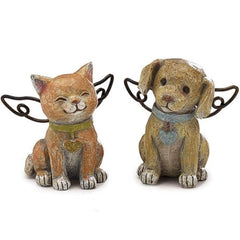 Dog and Cat Resin Angel Figurine Set