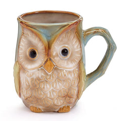Embossed Owl Porcelain Mugs - 6 Pack