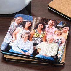 Hardboard Cork Back Square Photo Coaster Set