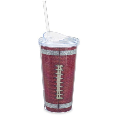 Picture of Football Design Acrylic Travel Cup with Straw - 6 Pack