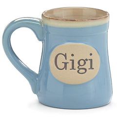 Gigi/Message 18 oz. Blue Porcelain Mugs - 4 Pack
